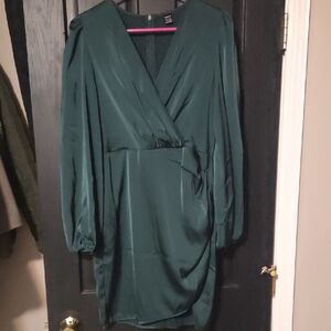 Elegant Green Wrap Dress